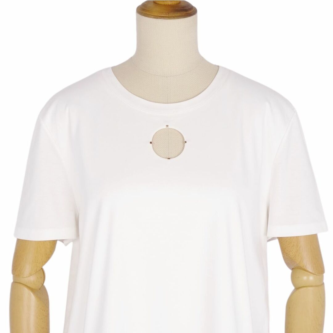 美品 シャネル CHANEL Tシャツ カットソー 半袖 ショートスリーブ 無地 コットン トップス レディース 38/40(M相当) ホワイト