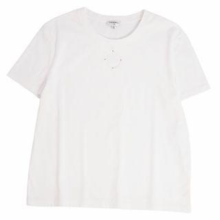 シャネル(CHANEL)の美品 シャネル CHANEL Tシャツ カットソー 半袖 ショートスリーブ 無地 コットン トップス レディース 38/40(M相当) ホワイト(Tシャツ(半袖/袖なし))