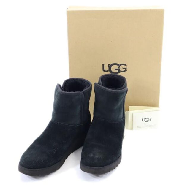 アグ ムートンブーツ 23 ブラック系 UGG ロゴ レディース   【230331】