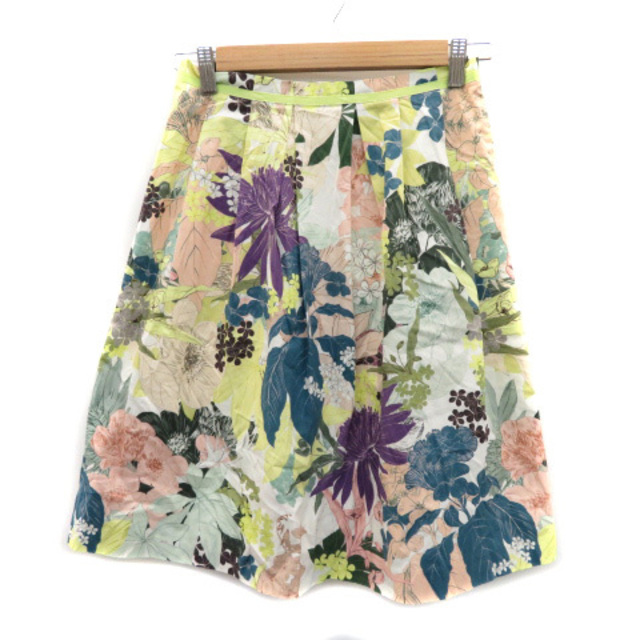 ANAYI(アナイ)のアナイ フレアスカート ギャザースカート ミモレ丈 花柄 38 マルチカラー 黄 レディースのスカート(ひざ丈スカート)の商品写真