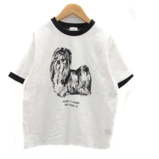 メリージェニー(merry jenny)のメリージェニー Tシャツ カットソー 半袖 イヌ プリント F オフホワイト 黒(Tシャツ(半袖/袖なし))