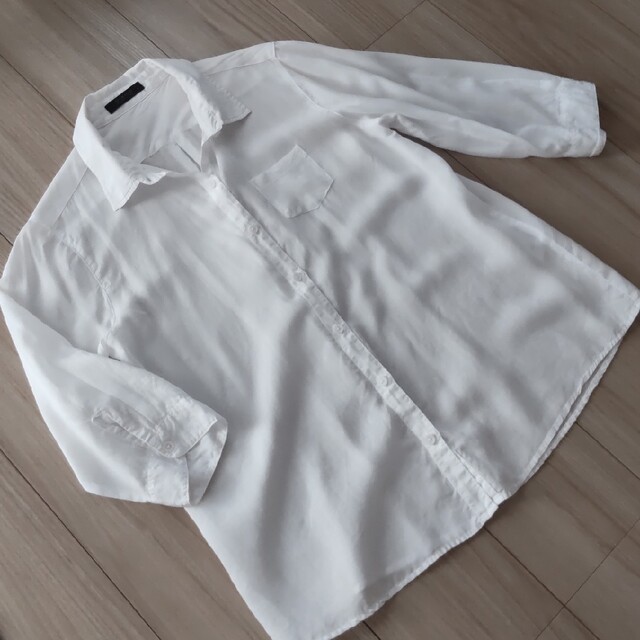 シンプル２枚セット　白シャツ＆キュロット レディースのトップス(シャツ/ブラウス(長袖/七分))の商品写真