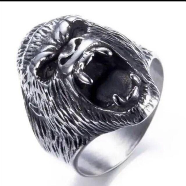 【SALE】リング メンズ シルバー アクセサリー ゴリラ 動物 指輪 16号 レディースのアクセサリー(リング(指輪))の商品写真