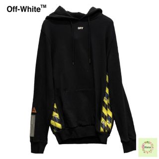 オフホワイト(OFF-WHITE)の【傷あり】オフホワイト パーカー Sサイズ フード 長袖パーカー ブラック(パーカー)