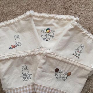 入園 入学 ミッフィー 刺繍 レッスンバッグ 通園バッグ シューズケース(バッグ/レッスンバッグ)