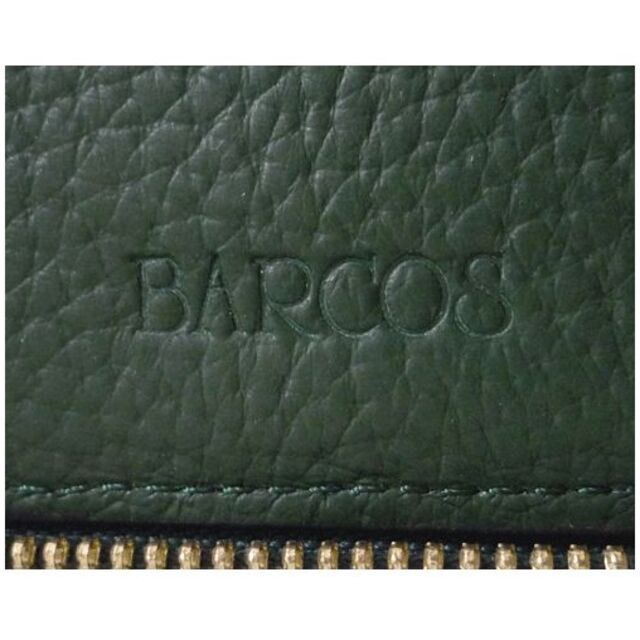 良品 バルコス BARCOS レザー グリーン 緑 二つ折り 財布 ウォレット 4
