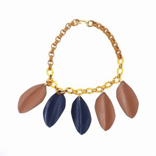 マルニ MARNI 20SS レザー リーフ チェーン ネックレス マルチカラー