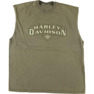 ハーレーダビッドソン(Harley Davidson)の古着 ハーレーダビッドソン Harley-Davidson 両面プリント ノースリーブ モーターサイクル バイクTシャツ メンズXL /eaa325078(Tシャツ/カットソー(半袖/袖なし))