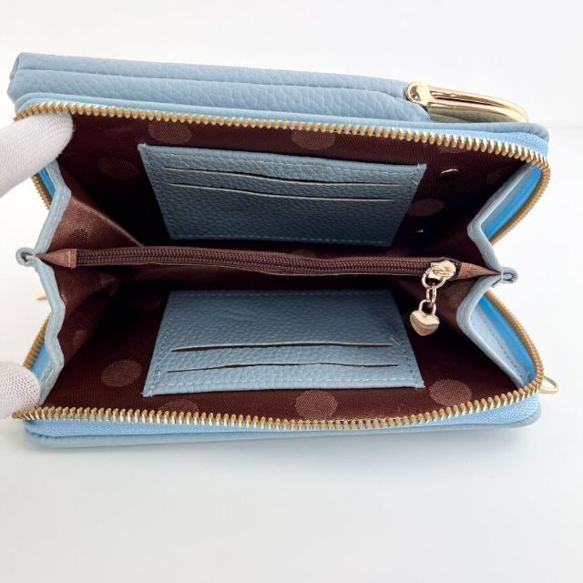 【新品】スマホショルダー・ポーチ バッグ 財布 斜め掛け 2WAY ライトブルー レディースのバッグ(ショルダーバッグ)の商品写真