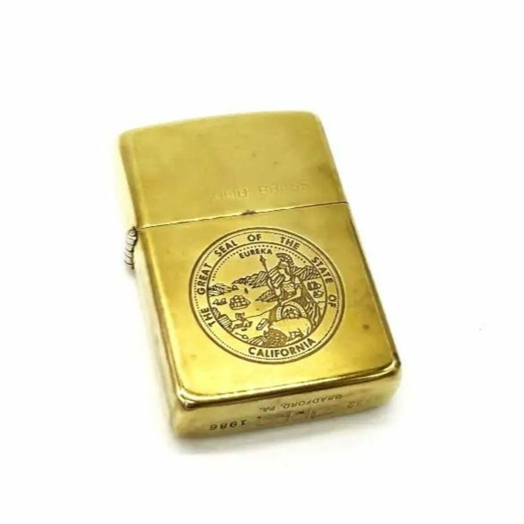 ZIPPO(ジッポー)の1986年製ZIPPOビンテージ ダブルイヤー刻印 ソリッドブラス メンズのファッション小物(タバコグッズ)の商品写真