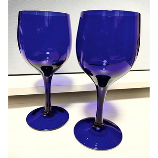 【新品・稀少】青 ワイングラス 2点(グラス/カップ)