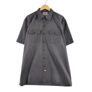 ディッキーズ(Dickies)の古着 ディッキーズ Dickies ストライプ柄 半袖 ワークシャツ メンズXXL /eaa325418(シャツ)