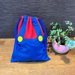 ハンドメイド　コップ袋　巾着袋　給食袋　男の子　赤　青(外出用品)