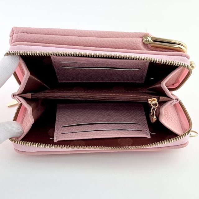 【新品】スマホショルダー・ポーチ バッグ 財布 斜め掛け 2WAY ライトピンク レディースのバッグ(ショルダーバッグ)の商品写真
