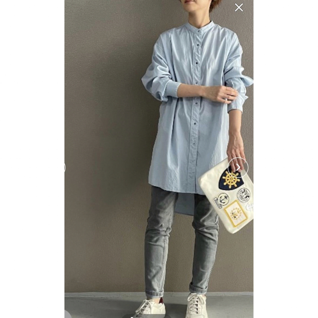 未使用近 製品染めロングシャツ ブルー 30800円 【国内発送
