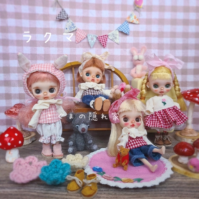 プチブライス アウトフィット ３点セット🌸デニムセット🌸 ハンドメイドのぬいぐるみ/人形(その他)の商品写真