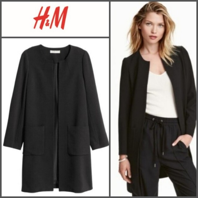 H&M(エイチアンドエム)のノーカラースリット入りコート H＆M レディースのジャケット/アウター(スプリングコート)の商品写真