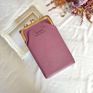 【新品】スマホショルダー・ポーチ バッグ 財布 斜め掛け 2WAY パープル(ショルダーバッグ)