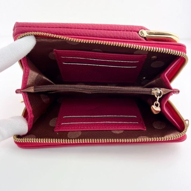 【新品】スマホショルダー・ポーチ バッグ 財布 斜め掛け 2WAY レッド レディースのバッグ(ショルダーバッグ)の商品写真