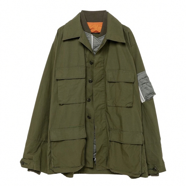 送料込】 x sacai - W)taps WTAPS Khaki Shirt 01 LS Mill ミリタリー