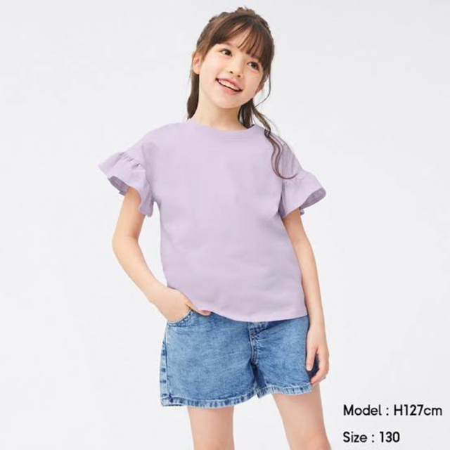 GU(ジーユー)のGU フロントボタンショートパンツ　デニム キッズ/ベビー/マタニティのキッズ服女の子用(90cm~)(パンツ/スパッツ)の商品写真