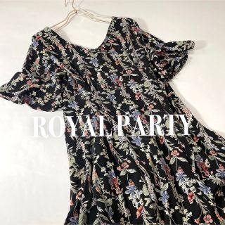 ロイヤルパーティー(ROYAL PARTY)のROYAL PARTY 袖フレア タックワンピース ミニワンピ 花柄 ボタニカル(ミニワンピース)