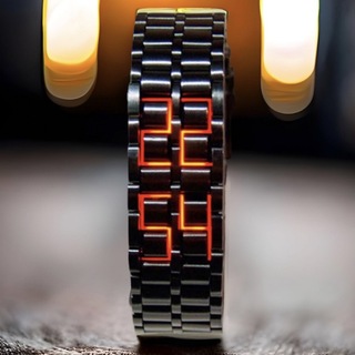 腕時計 メンズ 黒/ブラック クール LED 赤/レッド 個性的