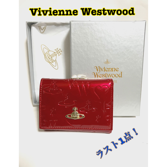 【✨新品未使用✨】ヴィヴィアンウエストウッド　三つ折り財布　ジャガード　レッド