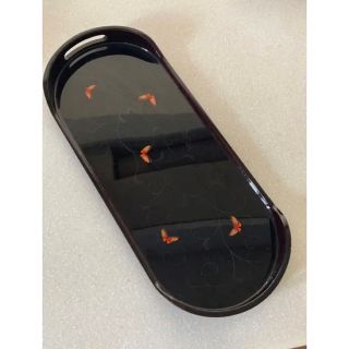 長手盆　蝶々柄(漆芸)