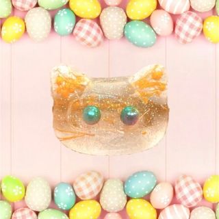 ★handmade★キラキラ オレンジ 猫 ねこ ネコ リング 指輪 レジン 花(リング)