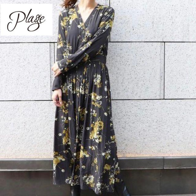 Plage プラージュ ヴィンテージ フローラル ギャザーワンピース