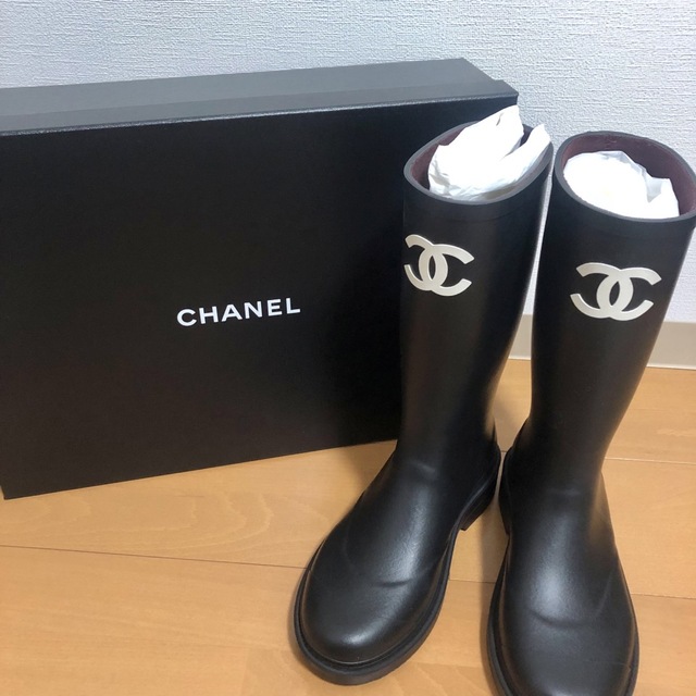 CHANEL レインブーツ 希少 38 キャンペーン 86000円引き www.gold-and