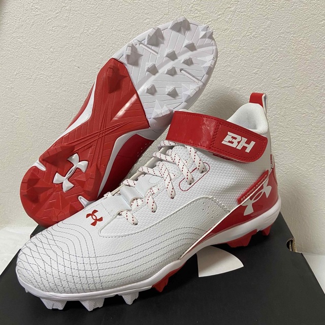 在庫入替特価 新品 UNDER ARMOUR パーパーモデル スパイク 白×赤 27.5