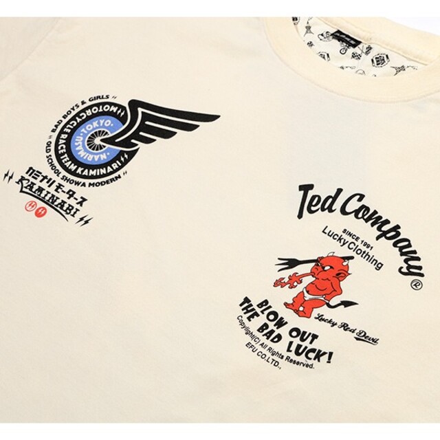 TEDMAN(テッドマン)のテッドマン×カミナリモータース/コラボTシャツ/ホワイト/TDKMT-17 メンズのトップス(Tシャツ/カットソー(半袖/袖なし))の商品写真