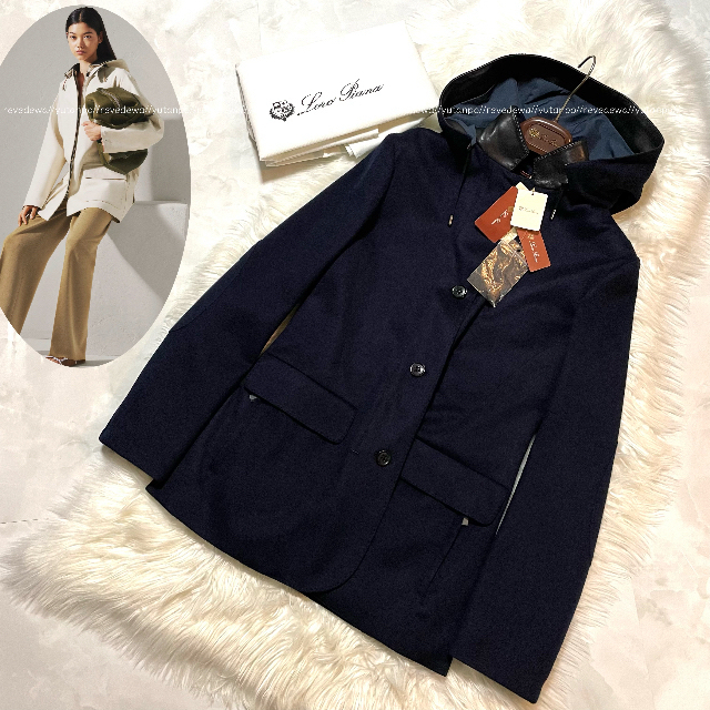 本物 未使用 タグ付き ロロピアーナ レザー切替 カシミア100% コート