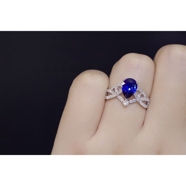 天然 ロイヤルブルーサファイア ダイヤ リング2.01ct k18 f