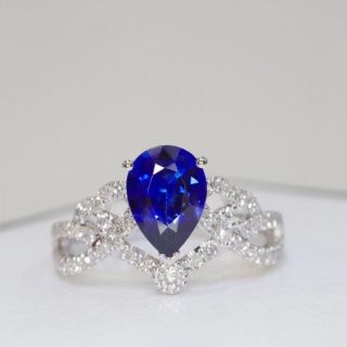天然 ロイヤルブルーサファイア ダイヤ リング1.44ct k18 f