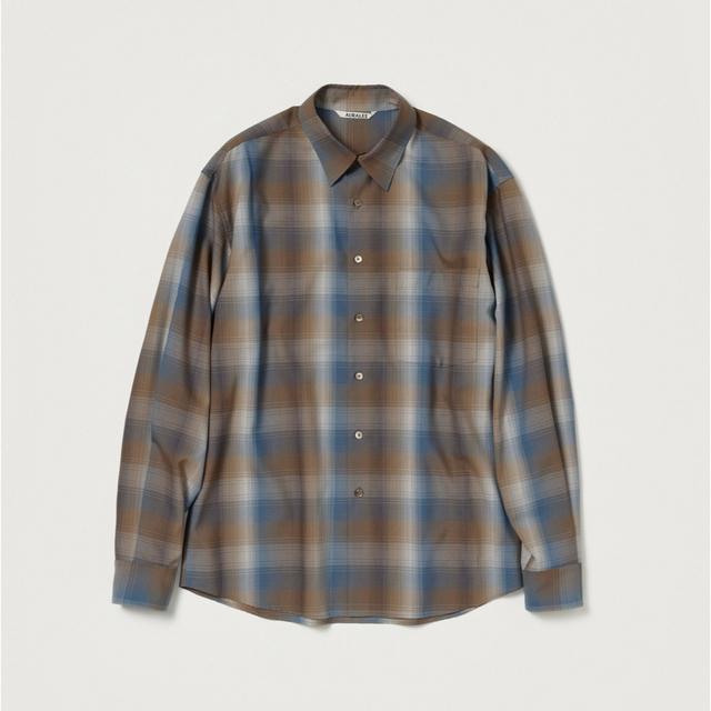 AURALEE SUPER LIGHT WOOL CHECK SHIRT