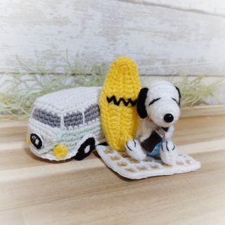 値下げ！￥1900→￥1600 あみぐるみ　ワンちゃん　サーフィン　車(ぬいぐるみ)