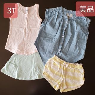 オールドネイビー(Old Navy)の女の子　3T　100　スカート　短パン　タンクトップ　シャツ　まとめ売り　美品(ブラウス)