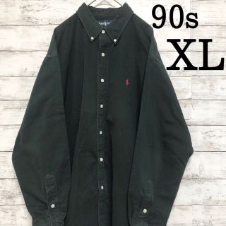 ラルフローレン(Ralph Lauren)のBLAKE ラルフローレン 90s 長袖シャツ ブラック 黒 古着 刺繍 XL(シャツ)