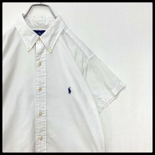 ポロラルフローレン(POLO RALPH LAUREN)の【美品】ポロラルフローレン ボタンダウン ロゴ刺繍 ポニー 半袖シャツ 白(シャツ)