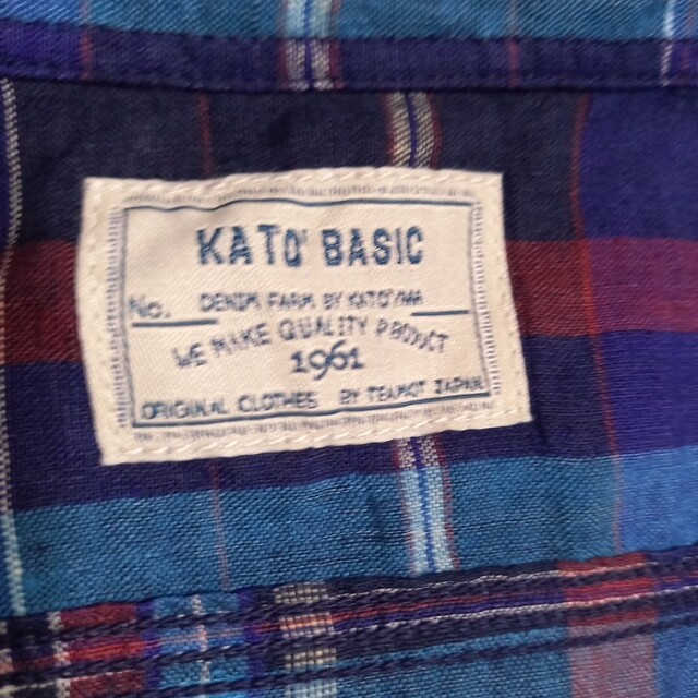 KATO'BASICリネン100シャツブルーチェックM新品未使用タグ付
