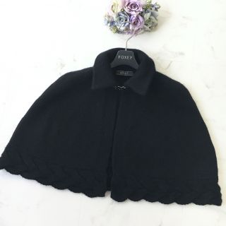 美品 FOXEY フォクシー カシミヤ100% ポンチョ ブラック | labiela.com