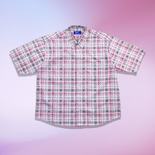 ポロラルフローレン(POLO RALPH LAUREN)の90s ヴィンテージボタンダウンシャツ　半袖チェック　ビッグサイズ　レア　緑(シャツ)