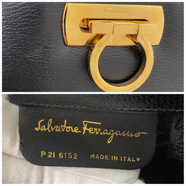 Salvatore Ferragamo(サルヴァトーレフェラガモ)のサルヴァトーレフェラガモ ガンチーニ ショルダーバッグ レザー ブラック レディースのバッグ(ショルダーバッグ)の商品写真