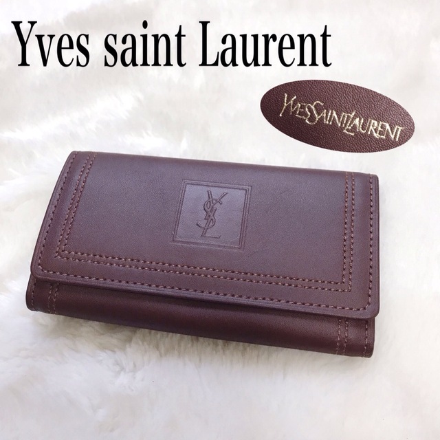 極美品 Yves saint Laurent  4連 キーケース ボルドー 金