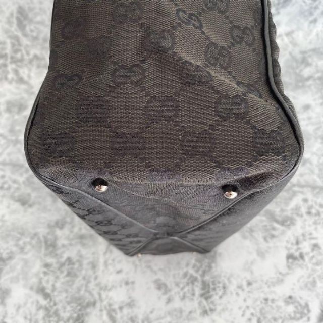 美品 GUCCI グッチ トートバッグ GG柄 キャンバス レザー ブラック