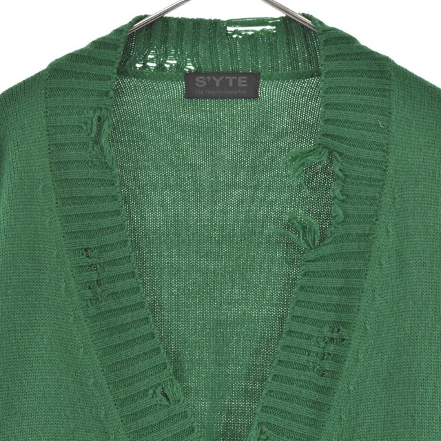 s'yte サイト 7G Bulky Wool Damage V-neck Cardigan バルキーウール