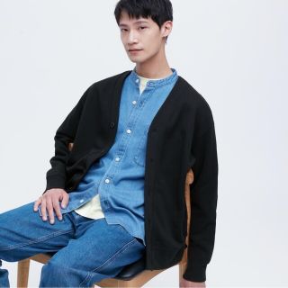 ユニクロ(UNIQLO)の新品未使用 ユニクロ スウェットカーディガン ブラック XLサイズ(カーディガン)